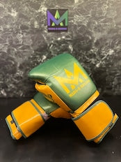 Mada-R 拳套 金屬質感綠&黃色 (12oz)